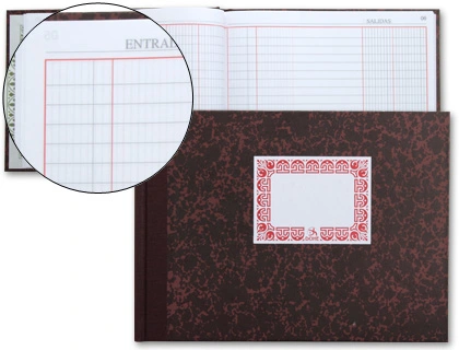 Libro Cartone Cuarto Apaisado 100 Hojas Caja Entrada y Salida