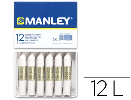 Lapices Cera Manley Unicolor Blanco N.1 Caja de 12 Unidades