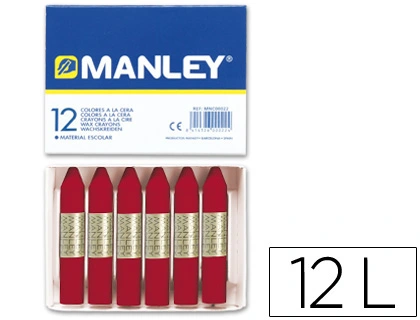 Lapices Cera Manley Unicolor Carmin N.10 Caja de 12 Unidades