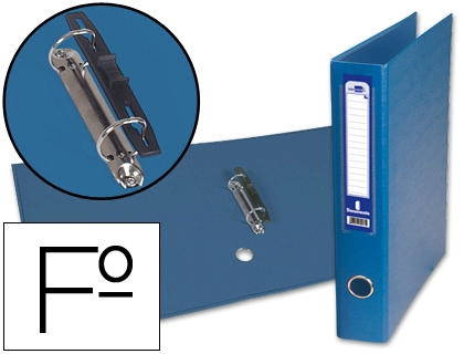 Carpeta de 2 Anillas Mixta 40 mm Liderpapel Folio Carton Forrado Paper Coat con Ollao y Tarjetero Color Azul