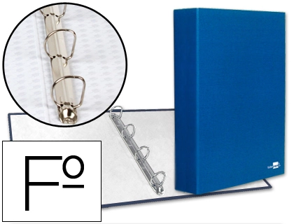 Carpeta de 4 Anillas 40mm Mixtas Liderpapel Folio Carton Forrado Paper Coat Azul