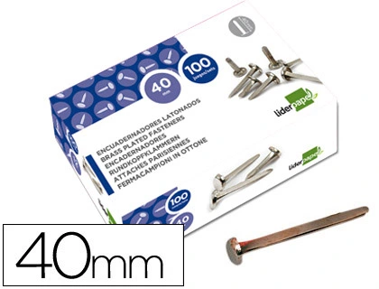 Encuadernadores Liderpapel Niquelados N.8 40 mm Caja de 100 Unidades