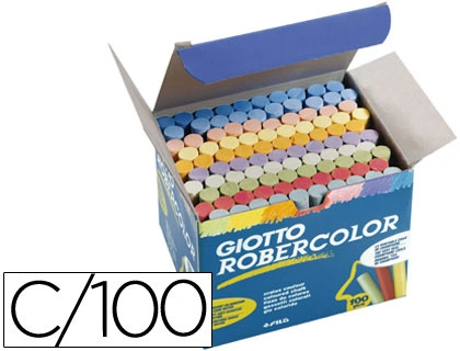 Tiza Color Antipolvo Robercolor Caja de 100 Unidades Colores Surtidos
