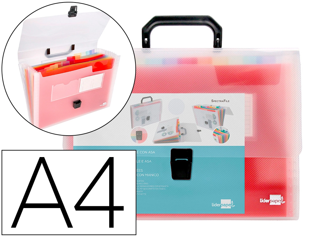 Carpeta Liderpapel Clasificador Fuelle 45134 Polipropileno A4 Transparente Spectrafile 13 Departamentos
