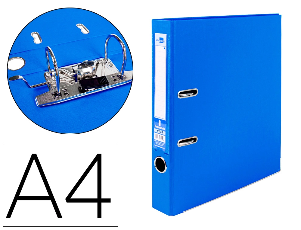Archivador de Palanca Liderpapel A4 Documenta Forrado PVC con Rado Lomo 52mm Azul Compresor Metalico