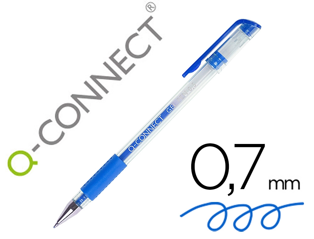 Boligrafo Q-Connect Tinta Gel Azul 0,7 mm Sujecion de Caucho