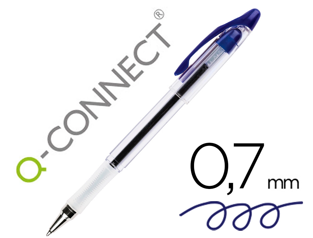 Boligrafo Q-Connect Delta Azul Sujecion de Caucho con Capuchon