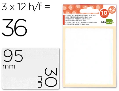 Etiquetas Liderpapel Sobre de 10 H. + 2 H. Obsequio 30x95 mm 2 Unidades por Hoja