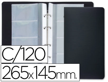 Tarjetero Liderpapel 4 Anillas 15 Fundas de 4 Departamentos 265x145 mm