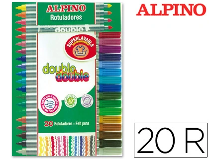 Rotulador Alpino Double Double Punta Gruesa y Punta Fina Caja de 20+4 Unidades Colores Surtidos