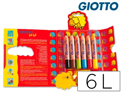 Lapices de Colores Giotto Super Bebe Caja de 6 Lapices Colores Surtidos + Sacapuntas