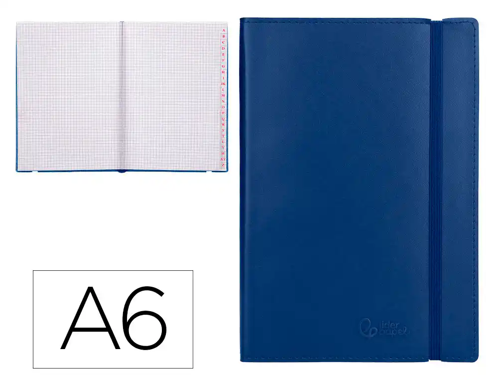 Libreta Indice Liderpapel Similpiel A6 120 Hojas 70gr Color Azul