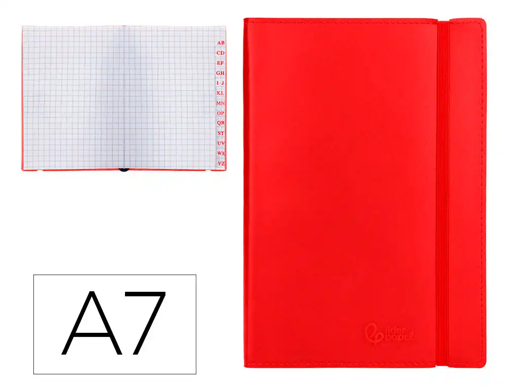 Libreta Indice Liderpapel Similpiel A7 120 Hojas 70gr Color Rojo