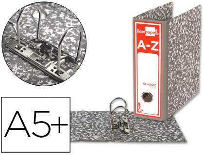 Archivador de Palanca Liderpapel Cuarto Classic Red Carton Entrecolado sin Rado Lomo 80mm Gris Compresor Metalic