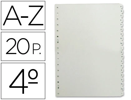 Separador Alfabetico Multifin 3002 Plastico Cuarto Natural 20 Pestañas 155x215 mm