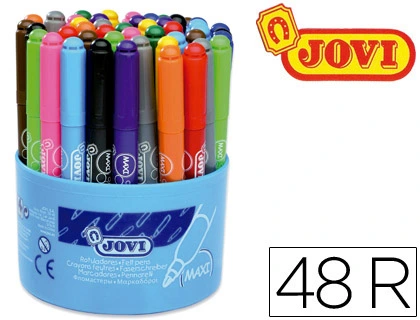 Rotulador Jovi Maxi 13 mm Bote de 48 Unidades 12 colores4 Unidades de Cada Color