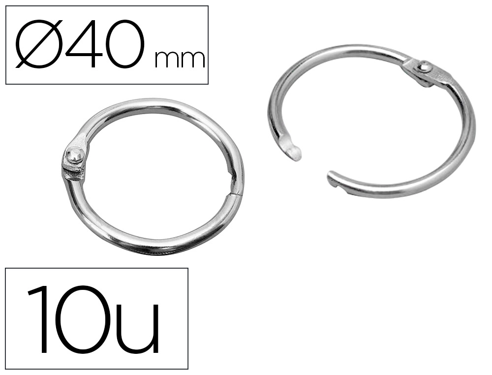 Anilla Bisagra Liderpapel Niquelada N.4 Diametro 40 mm Caja de 10 Unidades