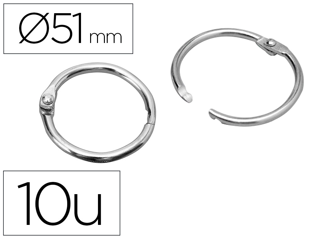 Anilla Bisagra Liderpapel Niquelada N.5 Diametro 51 mm Caja de 10 Unidades