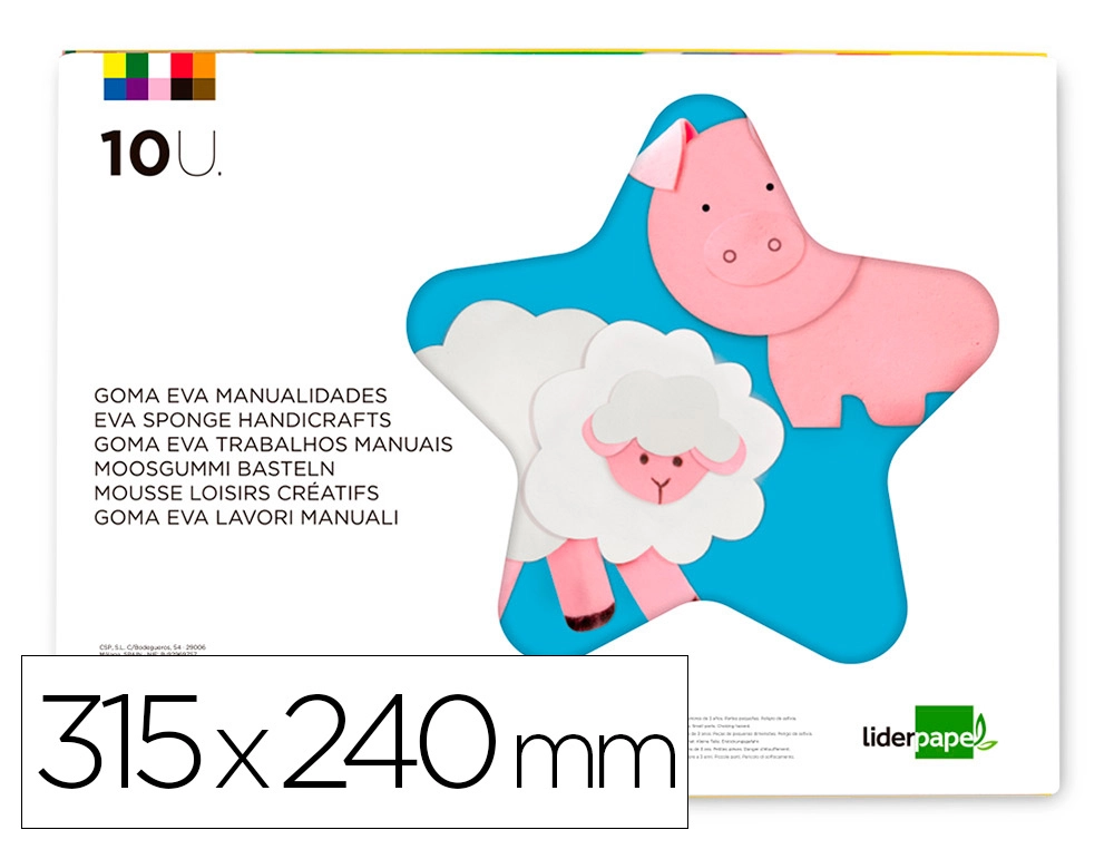 Bloc Trabajos Manuales Liderpapel Goma Eva 240x315mm 10 Hojas Colores Surtidos