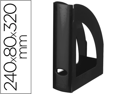 Revistero Plastico Q-Connect Negro Opaco 100% Reciclado