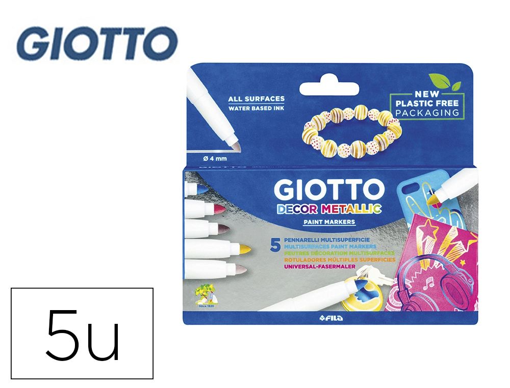 Rotulador Giotto Decor Metal Caja de 5 Unidades Colores Surtidos