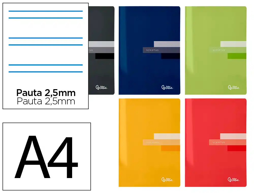 Libreta Liderpapel Scriptus A4 48 Hojas 90gr Pauta 5ª 2.5mm con Margen
