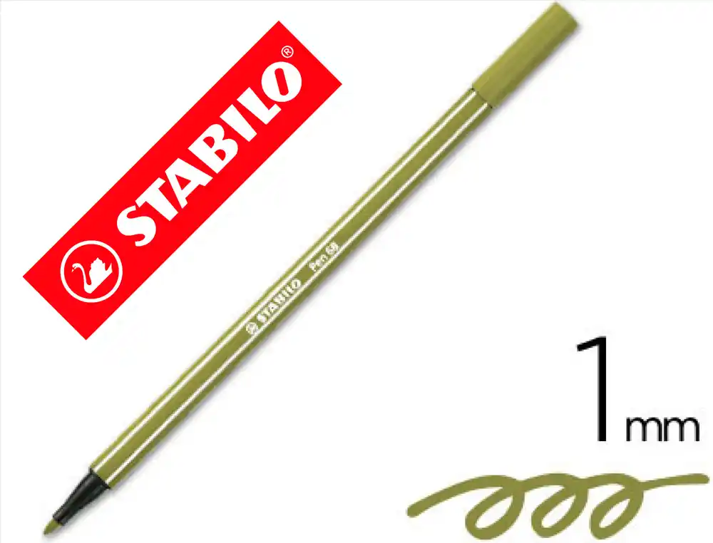 Rotulador Stabilo Acuarelable Pen 68 Verde Tierra Punta Gruesa 1mm