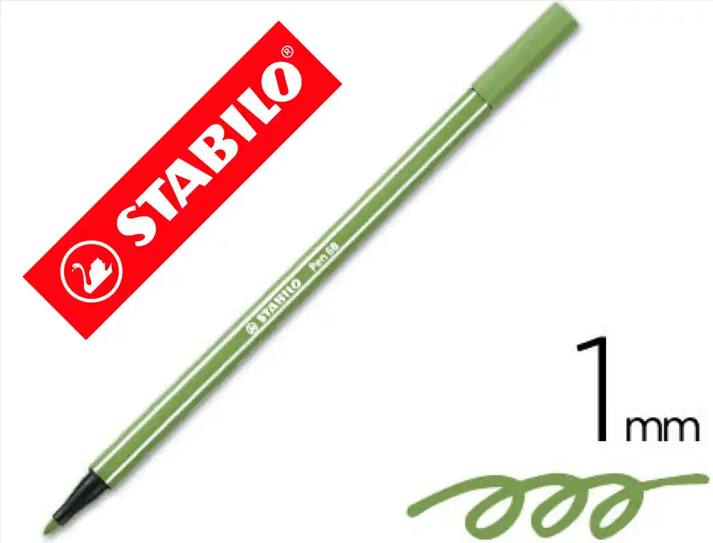Rotulador Stabilo Acuarelable Pen 68 Verde Hoja Punta Gruesa 1mm