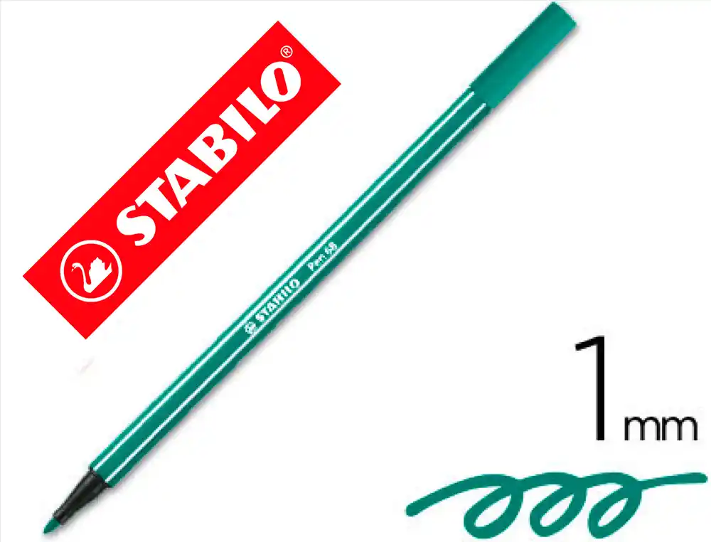 Rotulador Stabilo Acuarelable Pen 68 Verde Esmeralda Punta Gruesa 1mm