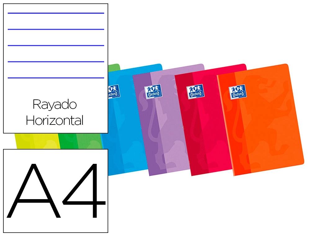 Libreta Escolar Oxford DIN A4 48 Hojas Rayado Horizontal Colores Surtidos