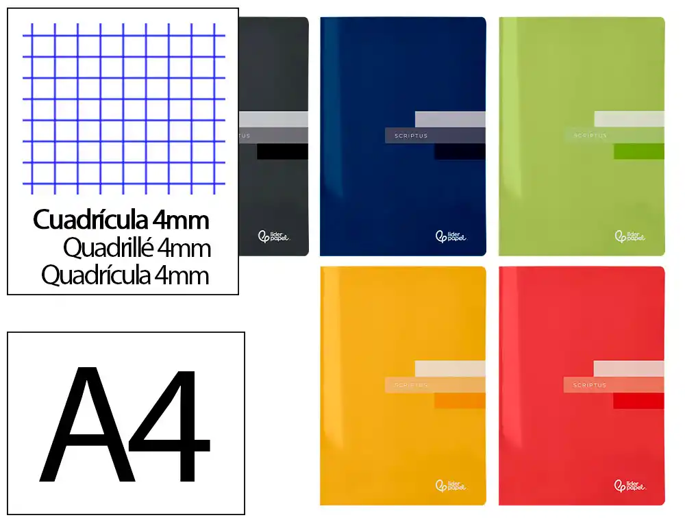 Libreta Liderpapel Scriptus A4 48 Hojas 90gr Cuadro 4mm con Margen