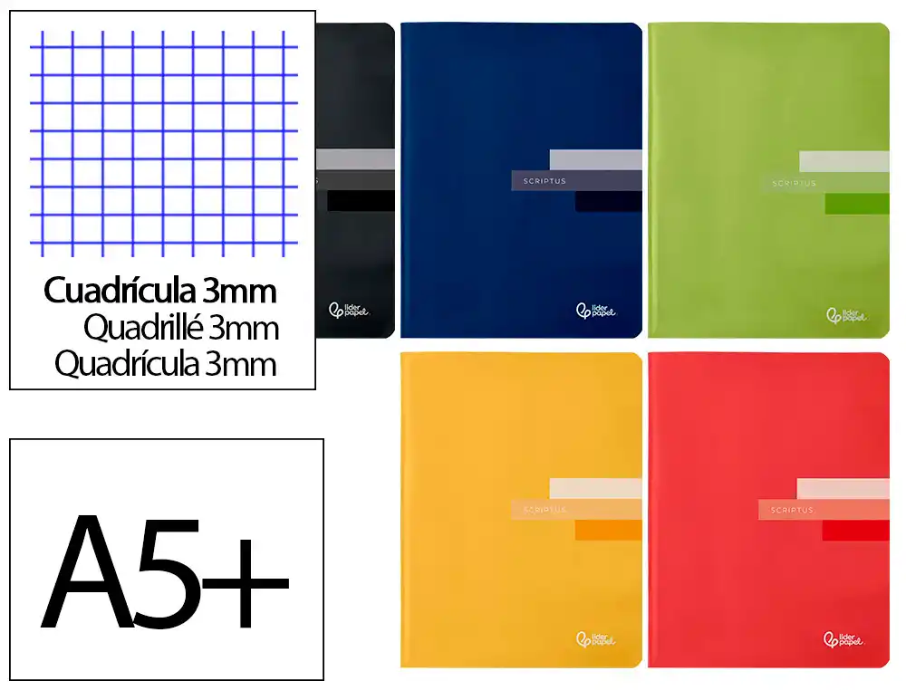 Libreta Liderpapel Scriptus A5 Plus 48 Hojas 90gr Cuadro 3mm con Margen