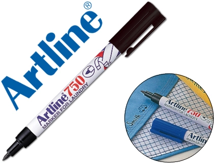 Rotulador Artline Marcador Permanente Lavable para Textilek-750 Negro Punta Redonda 0,7 mm en Blister