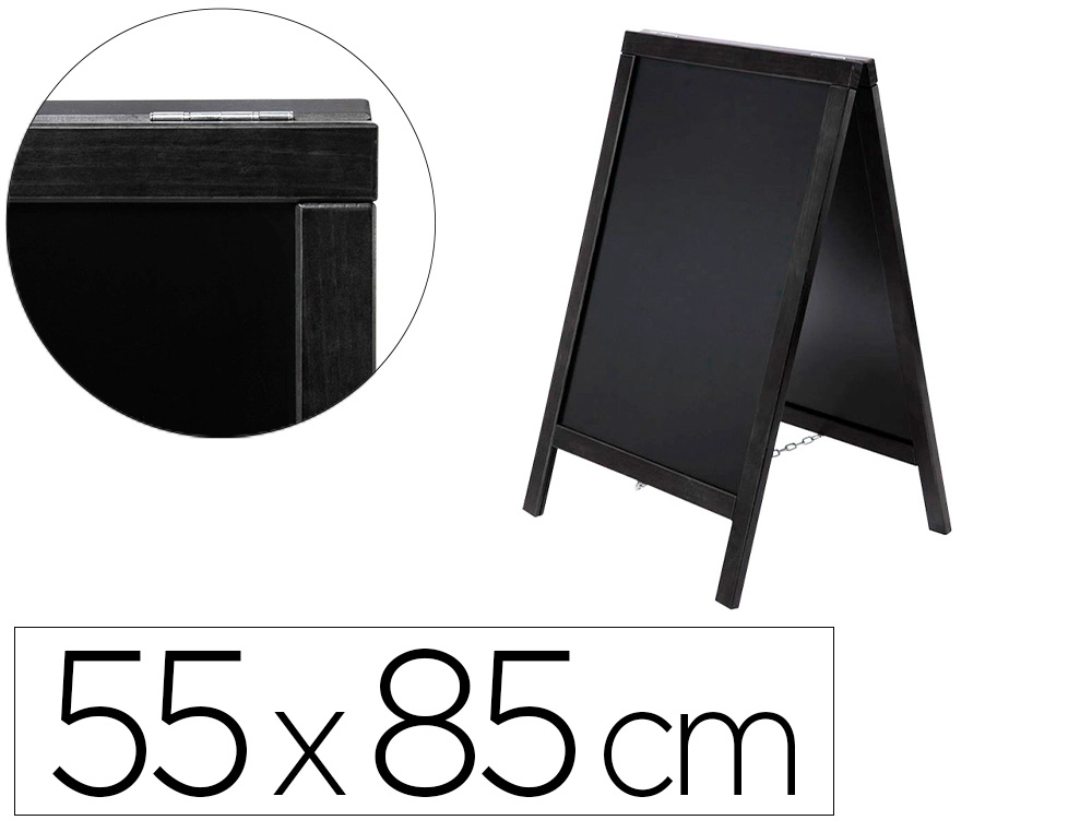 Pizarra Negra Liderpapel Caballete Doble Cara de Madera con Superficie para Rotuladores Tipo Tiza 55x85 cm