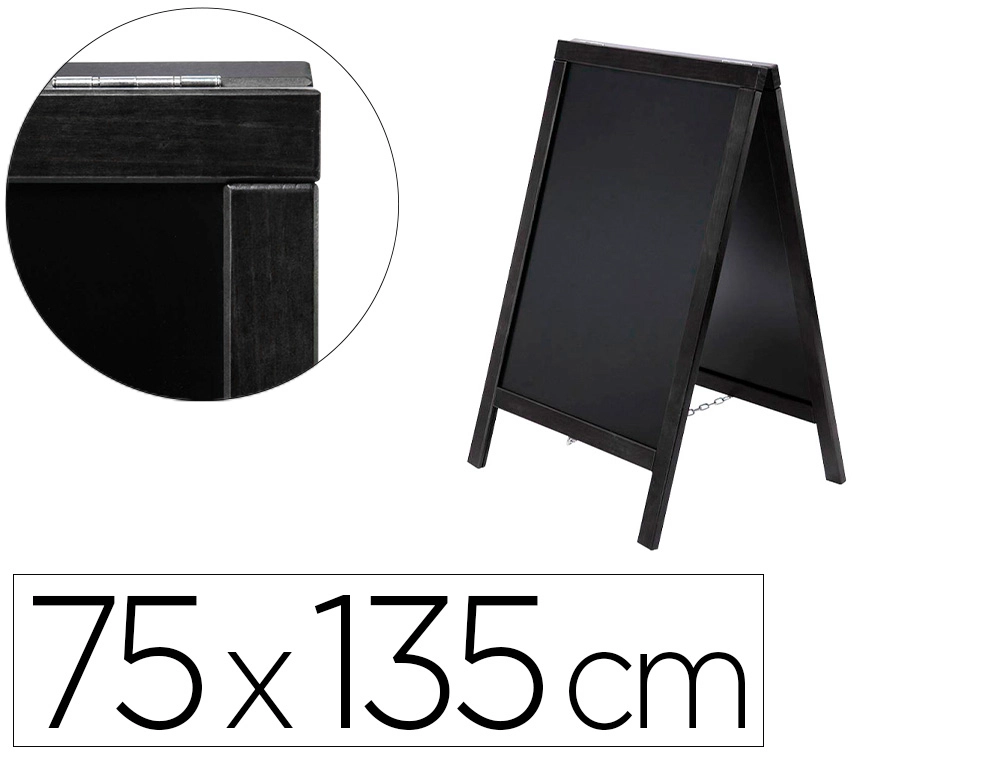 Pizarra Negra Liderpapel Caballete Doble Cara de Madera con Superficie para Rotuladores 75x135 cm