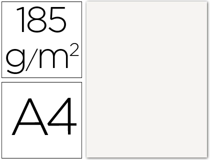 Cartulina Guarro DIN A4 Blanco 185 gr Paquete 50 Hojas
