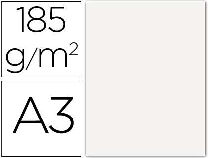 Cartulina Guarro DIN A3 Blanco 185 gr Paquete 50 Hojas