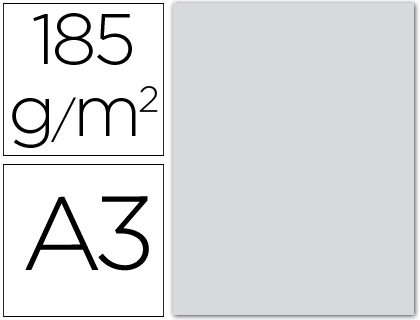Cartulina Guarro DIN A3 Gris Plomo 185 gr Paquete 50 Hojas