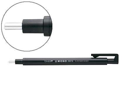 Portagomas Tombow Mono Zero con Clip Goma Redonda 2,3 mm Diametro Color Negro