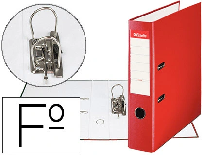 Archivador de Palanca Esselte Carton Forrado PVC Folio Lomo de 75 mm con Rado Rojo