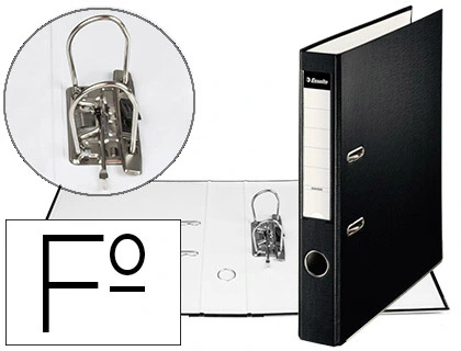 Archivador de Palanca Esselte Carton Forrado PVC Folio Lomo de 50 mm con Rado Negro