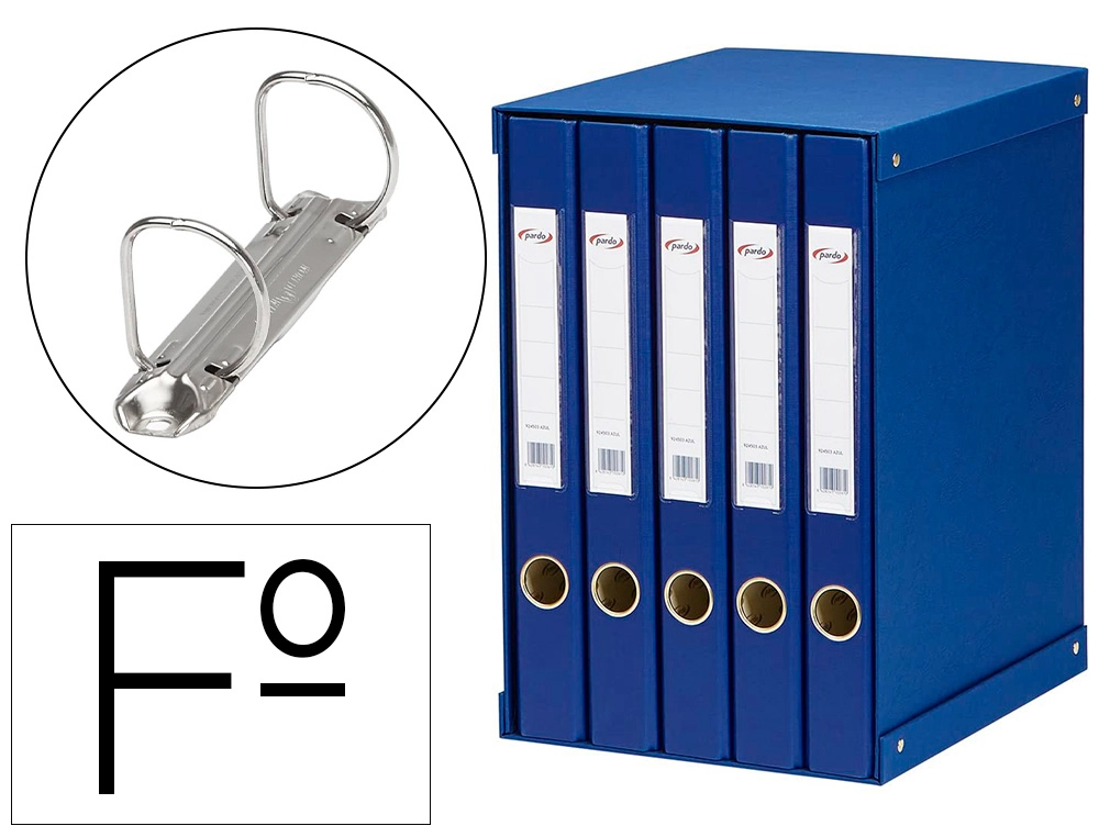 Modulo Pardo 5 Archivadores de Palanca Folio 2 Anillas 25 mm Azul 350x230x300 mm