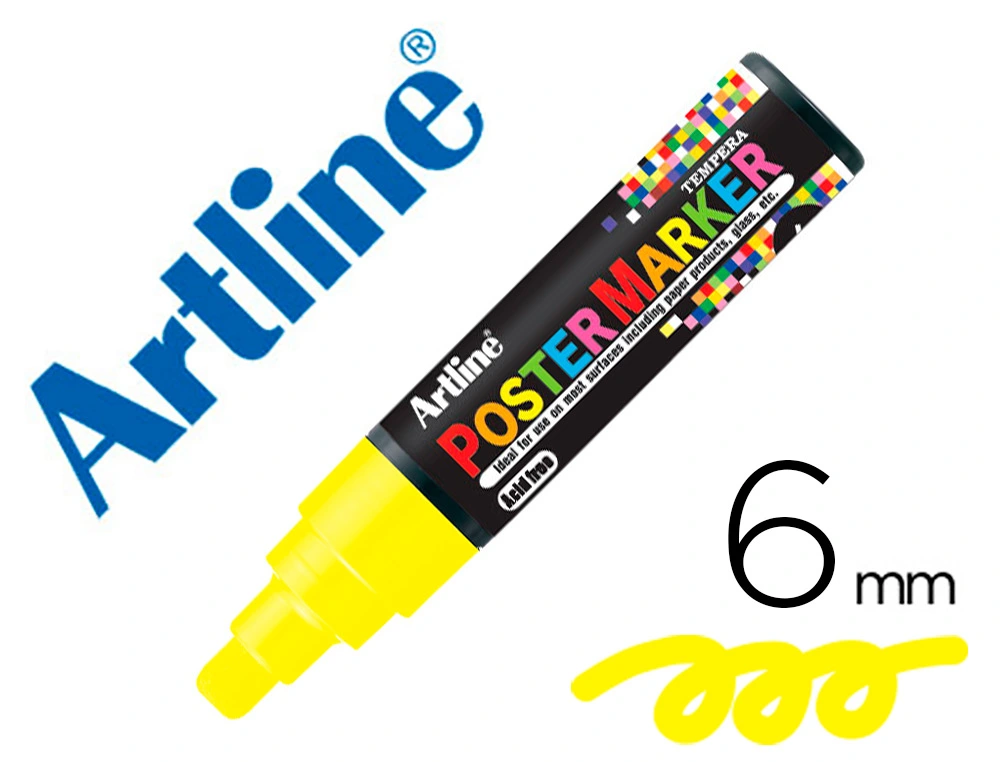 Rotulador Artline Poster Marker Epp-6-Ama Fluo Punta Redonda 6 mm Color Amarillo Fluor