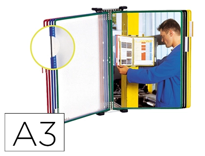 Portacatalogo de Pared Tarifold Metal con 1o Fundas A3 PVC con Pivotes Metalicos Marco Colores Surtidos