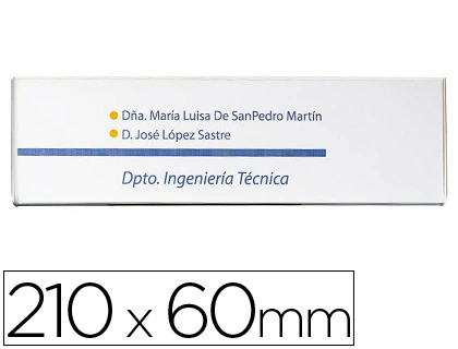 Identificador Mural Archivo 2000 Portanombre con Adhesivo Trasero en Poliestireno Transparente 210x60 mm