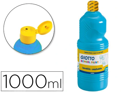Tempera Liquida Giotto Escolar Lavable 1000 ml Azul Cyan