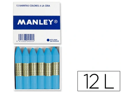 Lapices Cera Manley Unicolor Celeste Claro N.41 Caja de 12 Unidades