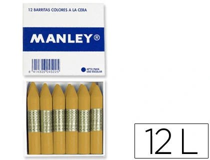 Lapices Cera Manley Unicolor Ocre Madera N.64 Cajade 12 Unidades