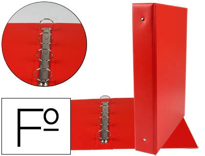Carpeta Liderpapel 4 Anillas 40 mm Redondas Plastico Folio Color Rojo