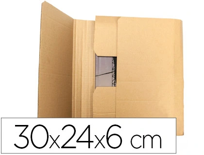 Caja para Embalar Libros Q-Connect Carton Reciclado Canal Simple 3 mm Color Kraft 300x240x60 mm